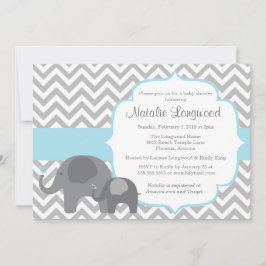 Elephant Baby Shower Einladung, Zickzack blauer Ju Einladung