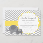 Elephant Baby Shower Einladung, Zickzack gelb Einladung (Vorderseite)