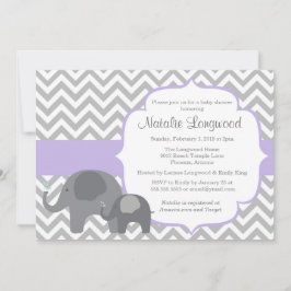 Elephant Baby Shower Einladung, Zickzack lila Einladung
