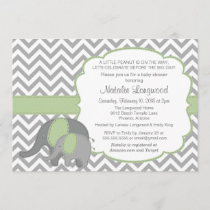 Elephant Baby Shower Einladung Zickzack Minze grün