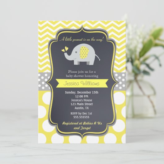 Elephant Baby Shower Einladungen (Stehend Vorderseite)