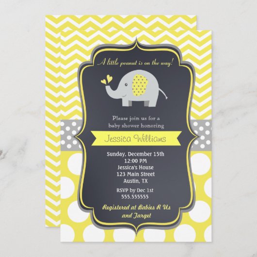 Elephant Baby Shower Einladungen (Vorne/Hinten)