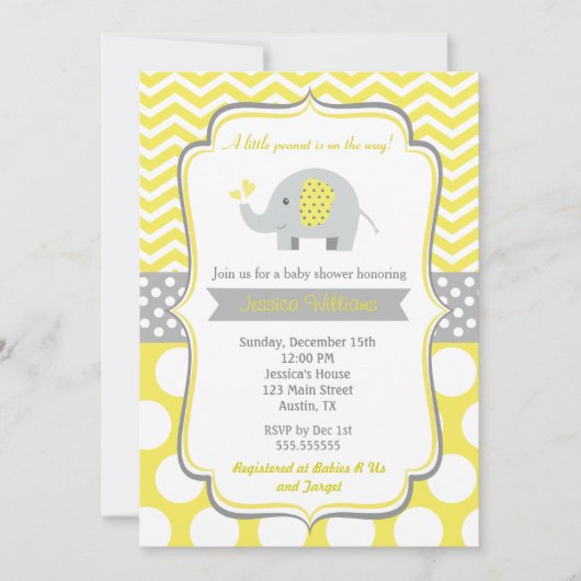 Elephant Baby Shower Einladungen (Vorderseite)