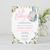 Elephant Baby Shower Einladungen für ein Mädchen (Stehend Vorderseite)