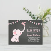 Elephant Baby Shower Einladungen für ein Mädchen (Stehend Vorderseite)