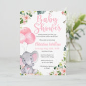 Elephant Baby Shower Einladungen für Mädchen (Stehend Vorderseite)