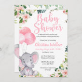 Elephant Baby Shower Einladungen für Mädchen (Vorne/Hinten)
