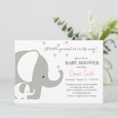 Elephant Baby Shower Elephant Einladung Baby Girl (Stehend Vorderseite)