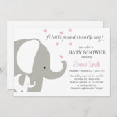 Elephant Baby Shower Elephant Einladung Baby Girl (Vorne/Hinten)