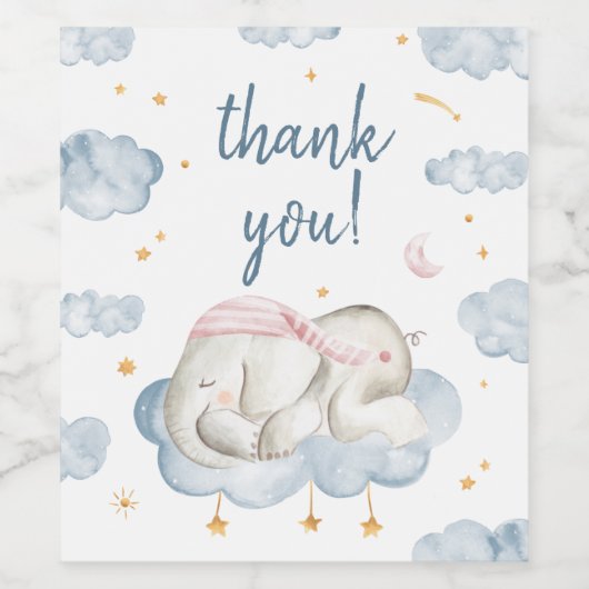 Elephant Baby Shower Food Snack Labels Weinetikett (Einzelnes Label)