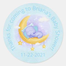 Elephant Baby Shower für einen Jungen in Blue Runder Aufkleber