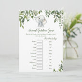 Elephant Baby Shower Game beantwortet 12x18 Größe Einladung (Stehend Vorderseite)