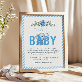Elephant Baby Shower Game Poster - "Sage kein Baby
