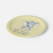 Elephant Baby Shower Gelb Paper Plate Pappteller (Schrägansicht)