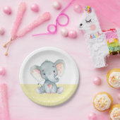 Elephant Baby Shower Gelb Paper Plate Pappteller (Party)