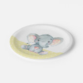 Elephant Baby Shower Gelb Paper Plate Pappteller (Schrägansicht)