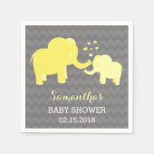 Elephant Baby Shower Gelb und Grau Papier Napkins Serviette (Vorderseite)