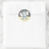 Elephant Baby Shower Gelb und Grau Runder Aufkleber (Tasche)