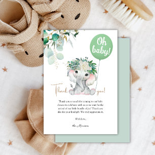 Elephant Baby Shower Gender Neutral Dankeskarte