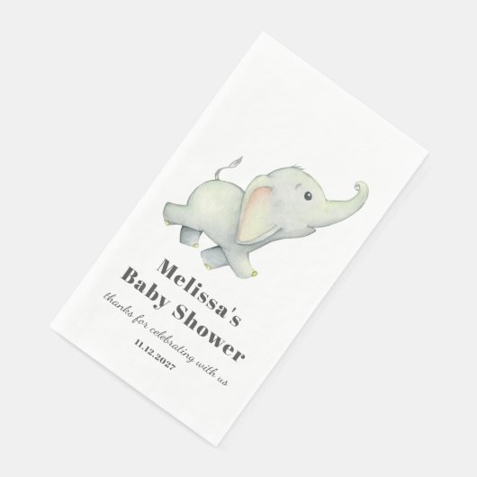 Elephant Baby Shower Gender Neutral Personalisiert Serviette (Ecke)