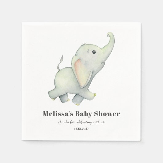Elephant Baby Shower Gender Neutral Personalisiert Serviette (Vorderseite)