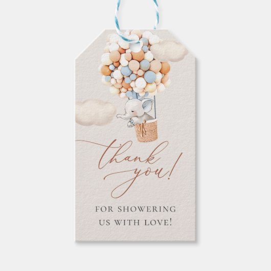 Elephant Baby Shower Geschenktasten Geschenkanhänger (Vorderseite)