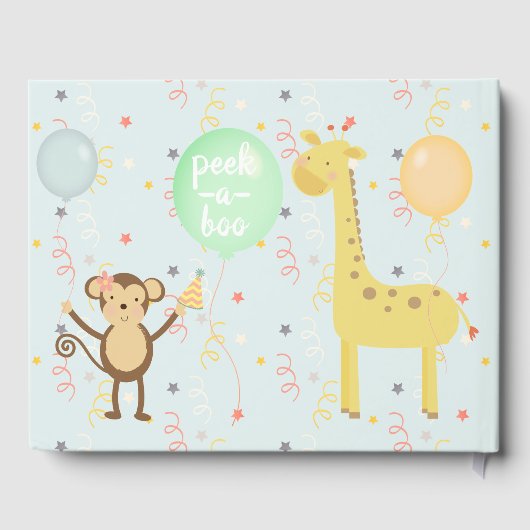 Elephant Baby Shower Giraffe Monkey Confetti Gästebuch (Rückseite)