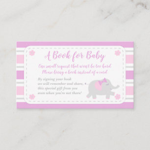 Elephant Baby Shower Girl bringen Buch   Pink Begleitkarte