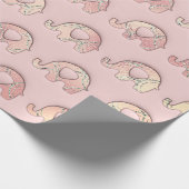 Elephant Baby Shower Girl Pink Peach Rose Geschenkpapier (Ecke)