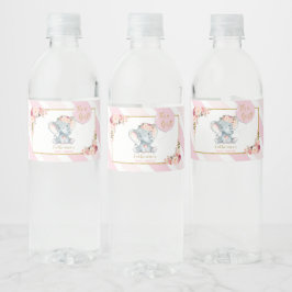 Elephant Baby Shower Girl Pink Wasserflasche Etike Wasserflaschenetikett