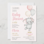 Elephant Baby Shower Girl Spanische Einladung (Vorderseite)