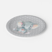 Elephant Baby Shower Gray Paper Plate Pappteller (Schrägansicht)