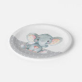 Elephant Baby Shower Gray Paper Plate Pappteller (Schrägansicht)