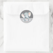 Elephant Baby Shower Gray Runder Aufkleber (Tasche)