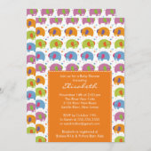 Elephant Baby Shower Invasion Orange Einladung (Vorne/Hinten)