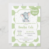 Elephant Baby Shower Invitation Gender Reveal Einladung (Vorderseite)