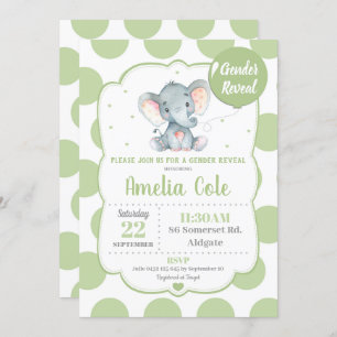 Elephant Baby Shower Invitation Gender Reveal Einladung