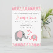 Elephant Baby Shower Invite Girl Einladung (Stehend Vorderseite)