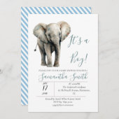 Elephant Baby Shower ist ein Kinderthema Einladung (Vorne/Hinten)