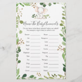 Elephant Baby Shower Name der Baby-Tiere (Vorderseite)