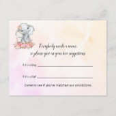 Elephant Baby Shower Name Suggestions Game Begleitkarte (Vorderseite)