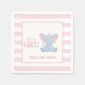 Elephant Baby Shower Napkin - Es ist ein Mädchen - Serviette (Vorderseite)
