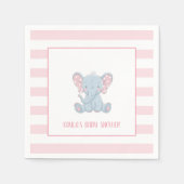 Elephant Baby Shower Napkin - Mädchen - Custom Serviette (Vorderseite)