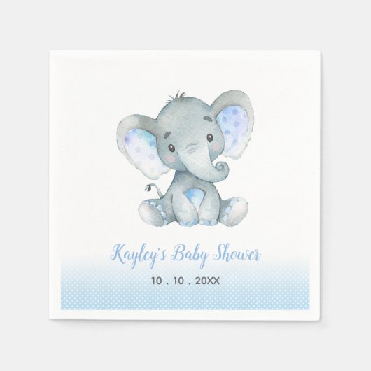 Elephant Baby Shower Napkins (Blue Boys) Serviette (Vorderseite)