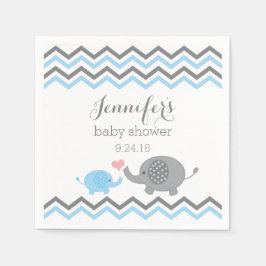 Elephant Baby Shower Napkins Blue Gray Zickzack Serviette