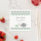 Elephant Baby Shower Napkins Green Grau Zickzack Serviette (Beispiel)