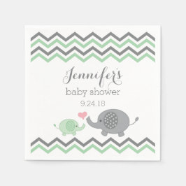 Elephant Baby Shower Napkins Green Grau Zickzack Serviette