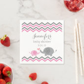 Elephant Baby Shower Napkins Pink Grau Zickzack Serviette (Beispiel)