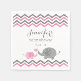 Elephant Baby Shower Napkins Pink Grau Zickzack Serviette