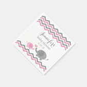 Elephant Baby Shower Napkins Pink Grau Zickzack Serviette (Ecke)